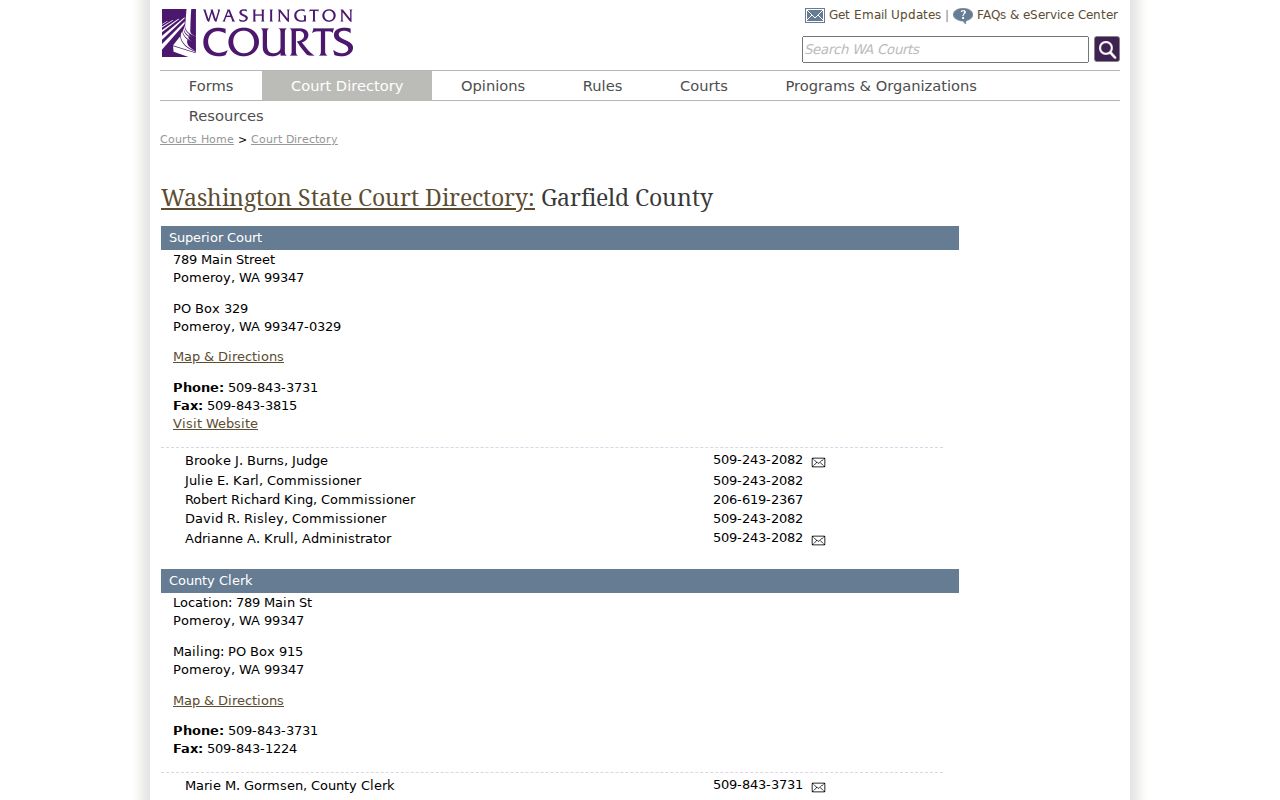 Garfield County criminal records court directory