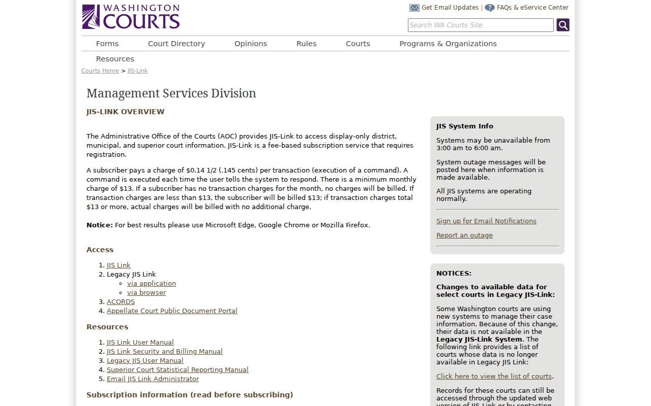 Garfield County criminal court case access through JIS-Link